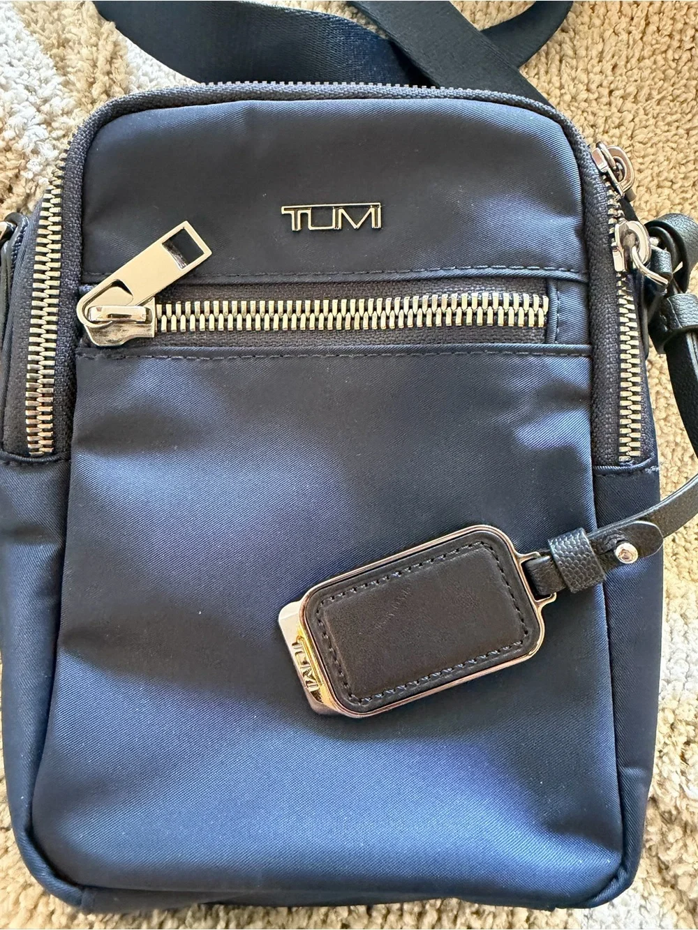 TUMI Navy Crossbody Travel Pouch